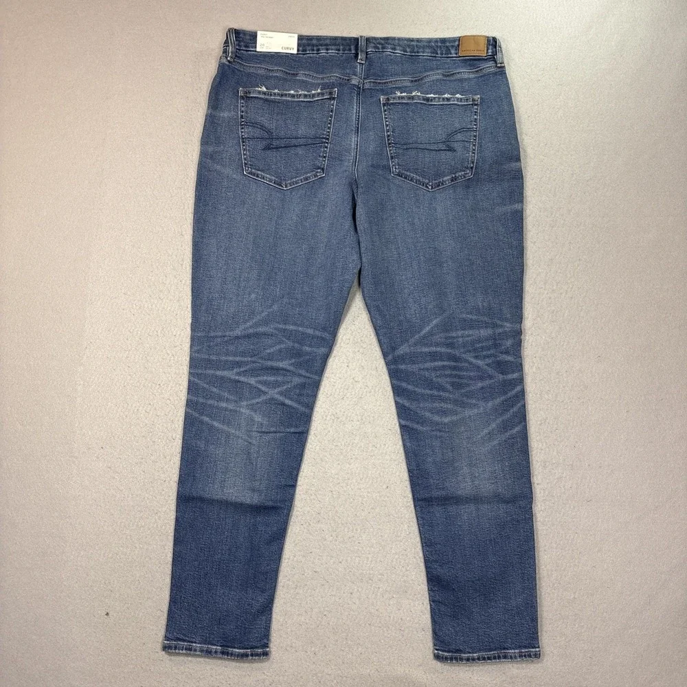 American Eagle Stretch Women Jean Curvy 90's Skinny Distressed Denim Sz 20L NWT